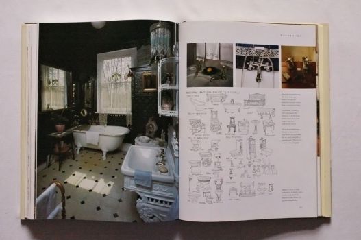 In a double-page spread from the picture essay on Bathrooms in The Victorian House Book by Robin Guild are four colour photographs and 40 line drawings of traditional fixtures and features. 