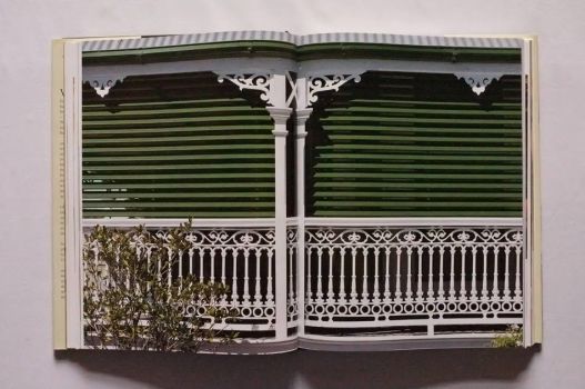 In a picture essay on Decorative Ironwork, on pages 94-94 of The Victorian House Book by Robin Guild, the white ironwork of a balcony contrasts with the green of Venetian blinds to form a sophisticated composition running across a double-page spread. 