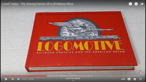 The red cover of Logomotive is displayed on a white background in Michael Moore’s review on his YouTube channel, Toy Train Tips & Tricks.