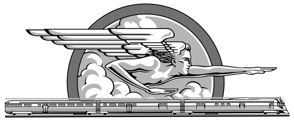 In the final artwork the artist has followed a style mid-way between the two test pieces, adding the train and drawing Zephyrus in a bold, masculine style with extra shading. 
